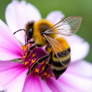 Une abeille qui butine une fleur