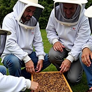 Groupe d'apiculteurs en formation